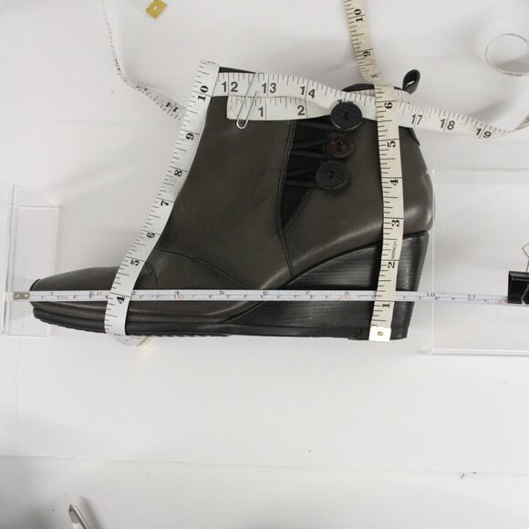 Hispanitas Glove Grey Leather Square Toe Wedge Women's Ankle Boots Shoes Sz 40 - Picture 12 of 14